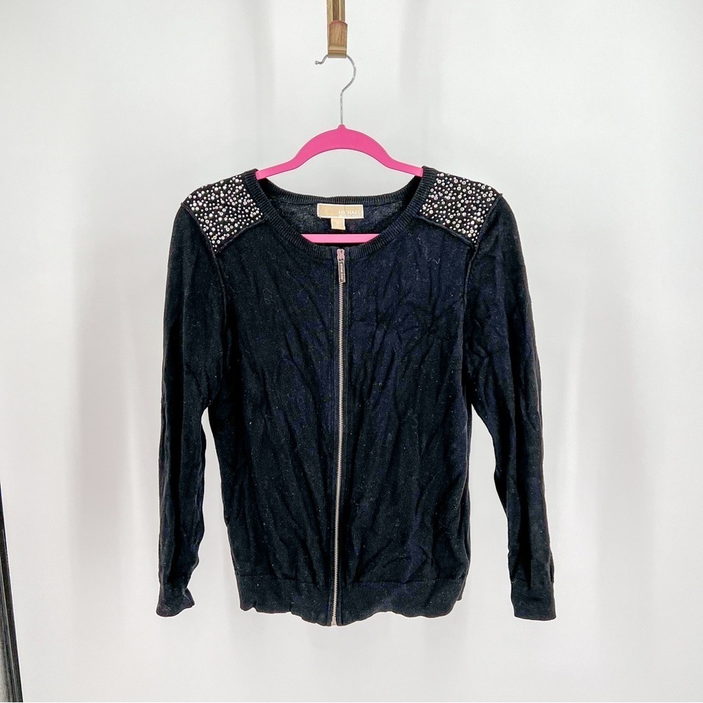 Michael Kors cardigan black with silver studs on shoulders
